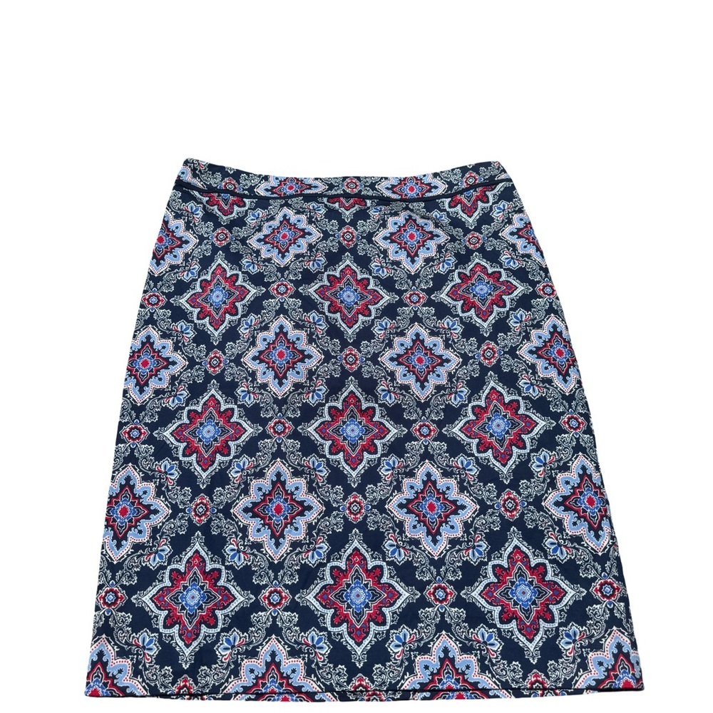 Talbots Navy & Light Blue Geometric A-Line Skirt – Size 8 - NWT